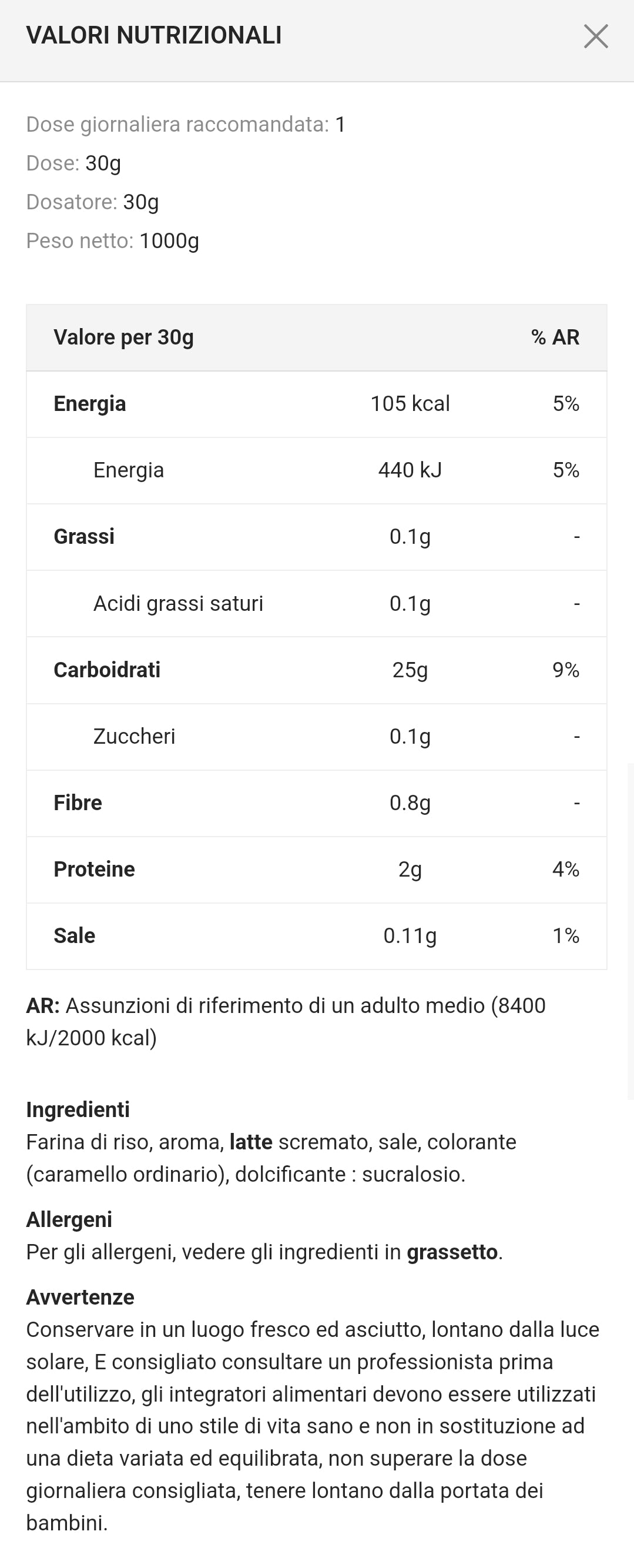 Crema di riso 1 kg - applied nutrition