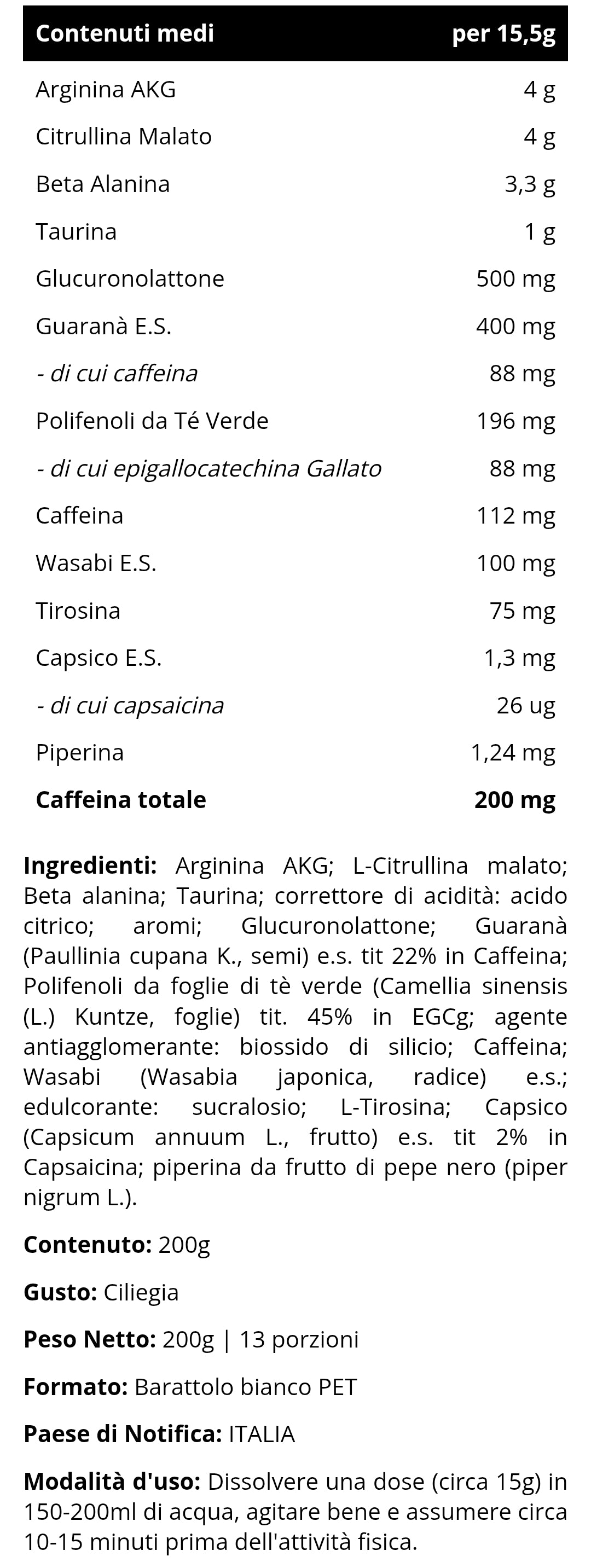 K7 Pre-Wo (200g) INJECT NUTRITION