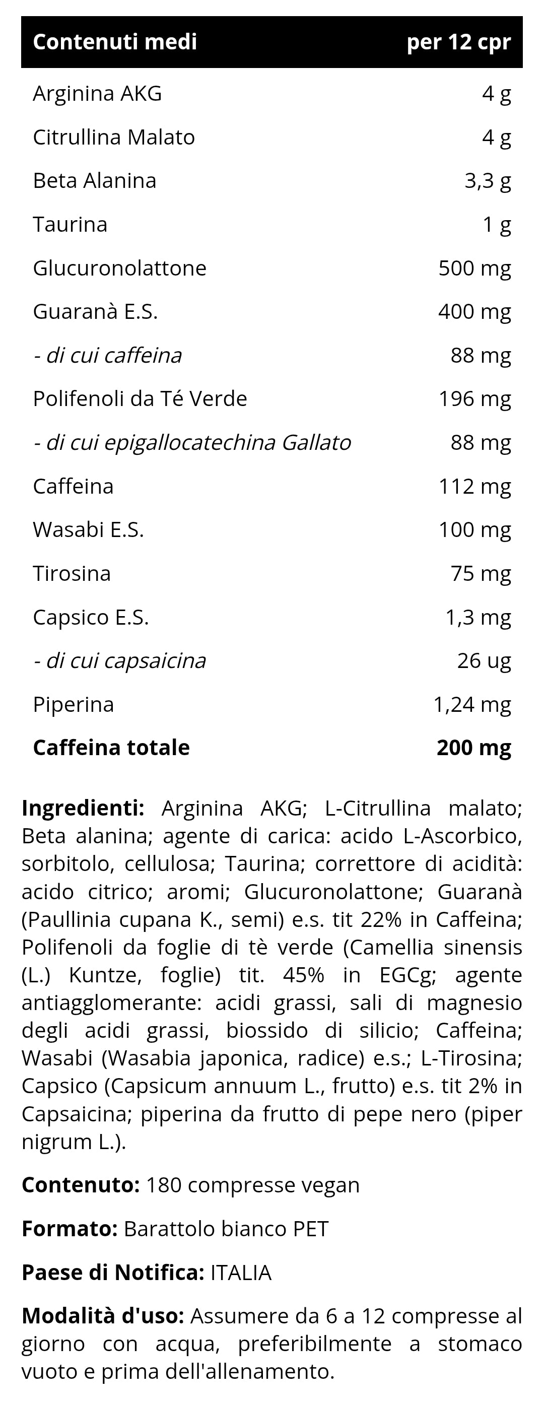 K7 Pre-Wo (180cpr) INJECT NUTRITION