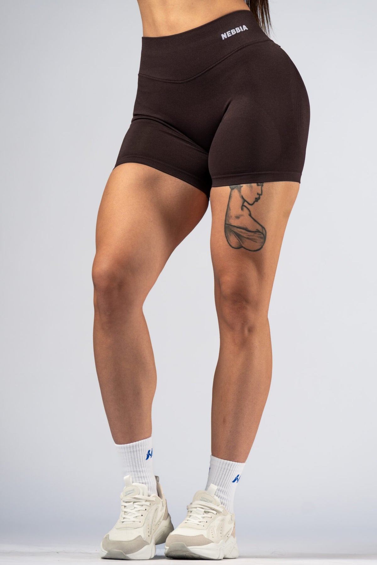 Pantaloncini corti push-up a vita alta color marrone scuro POWER