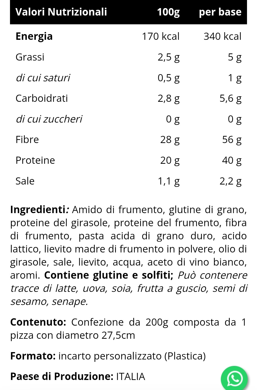 Base Pizza Low-Carb (200g) INJECT NUTRITION