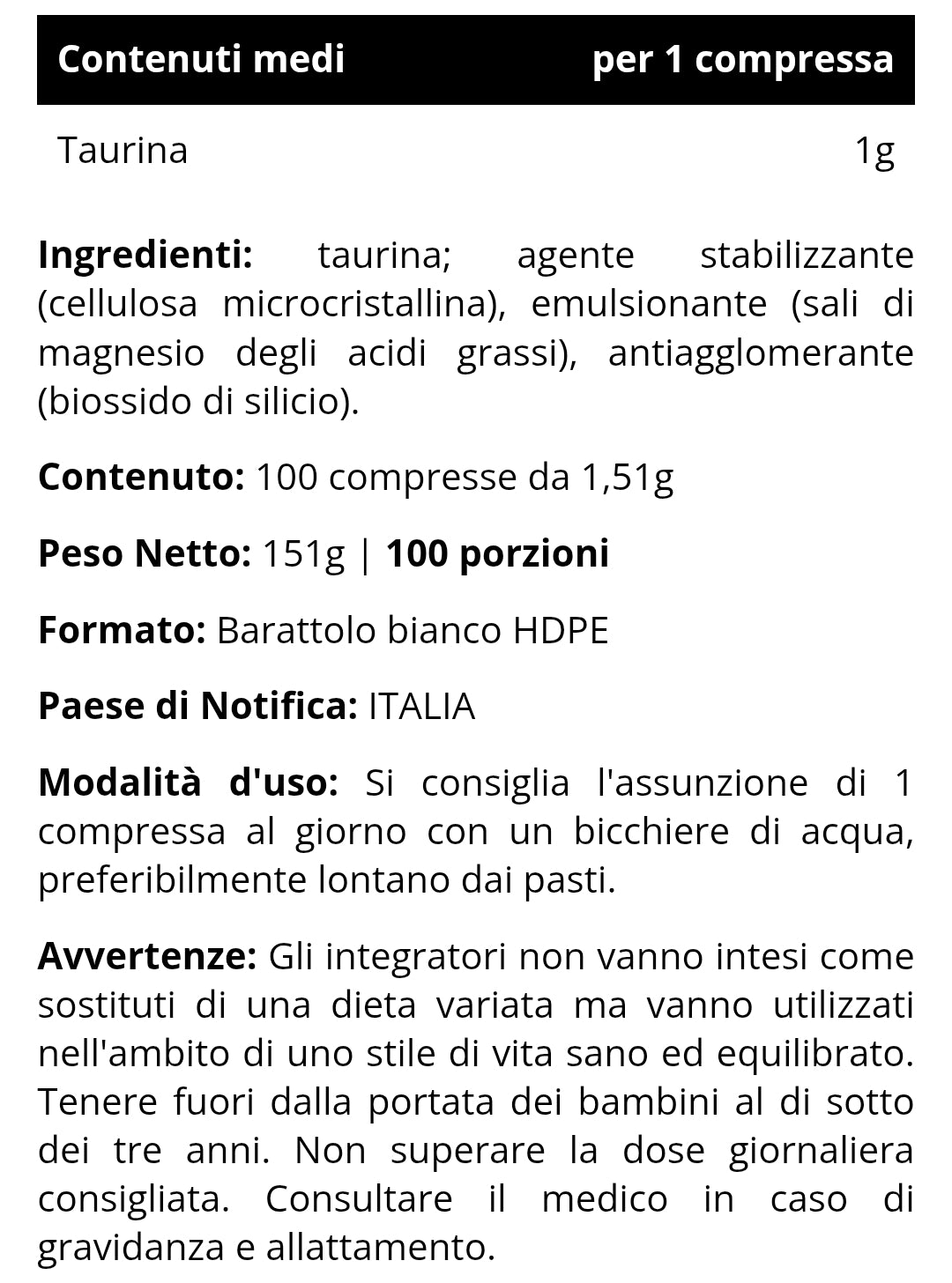 Taurina (100cpr) INJECT NUTRITION