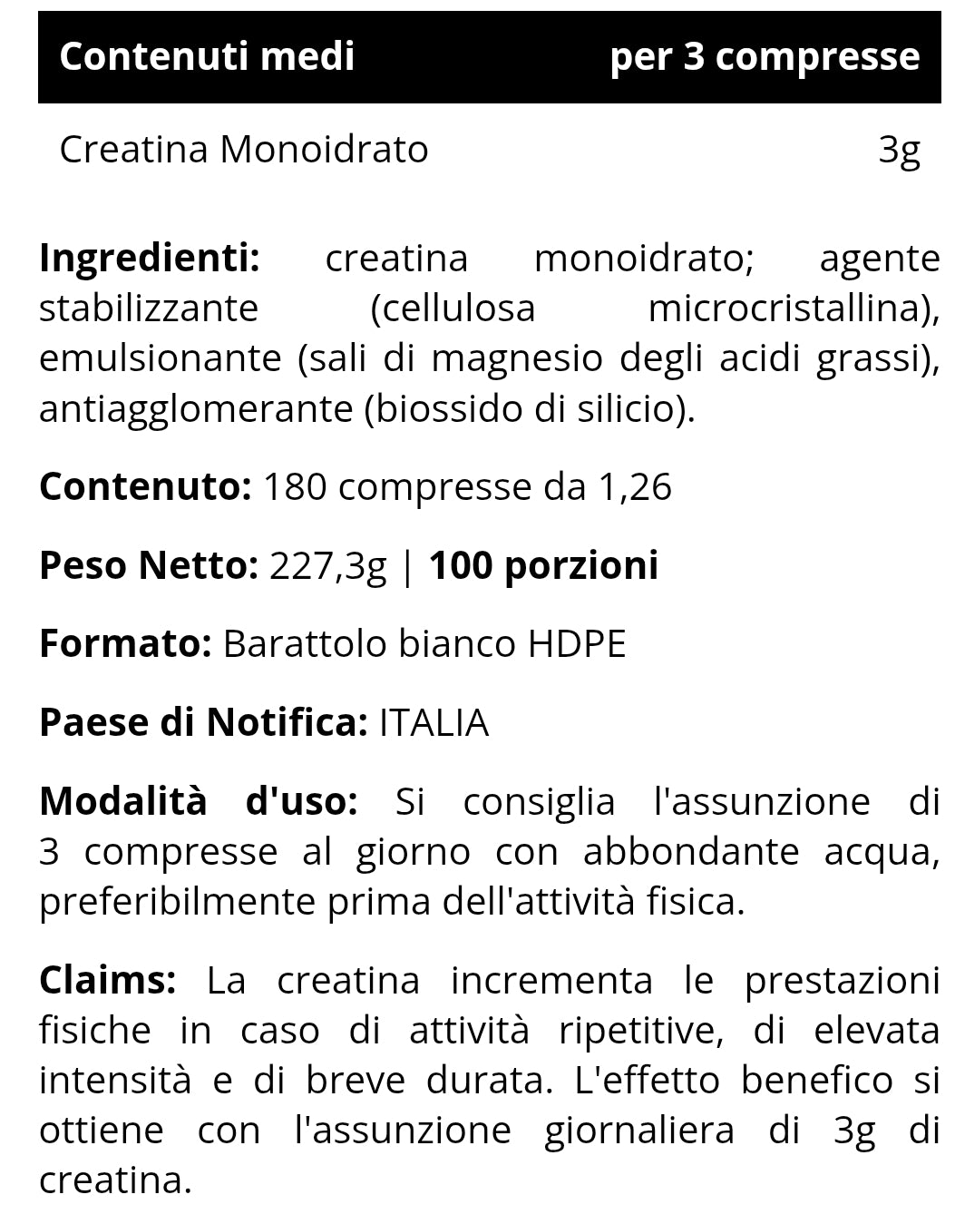 CREA Tabs (180cpr) INJECT NUTRITION