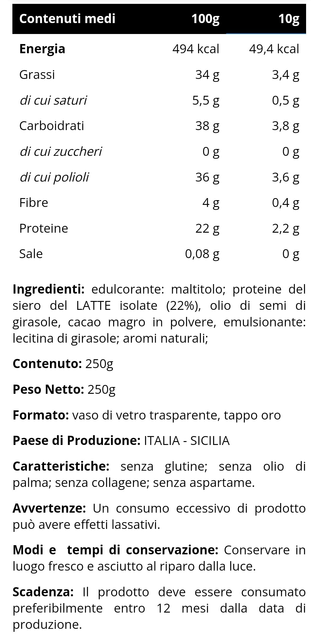 ZERO CREAM CIOCCOLATO (250G)