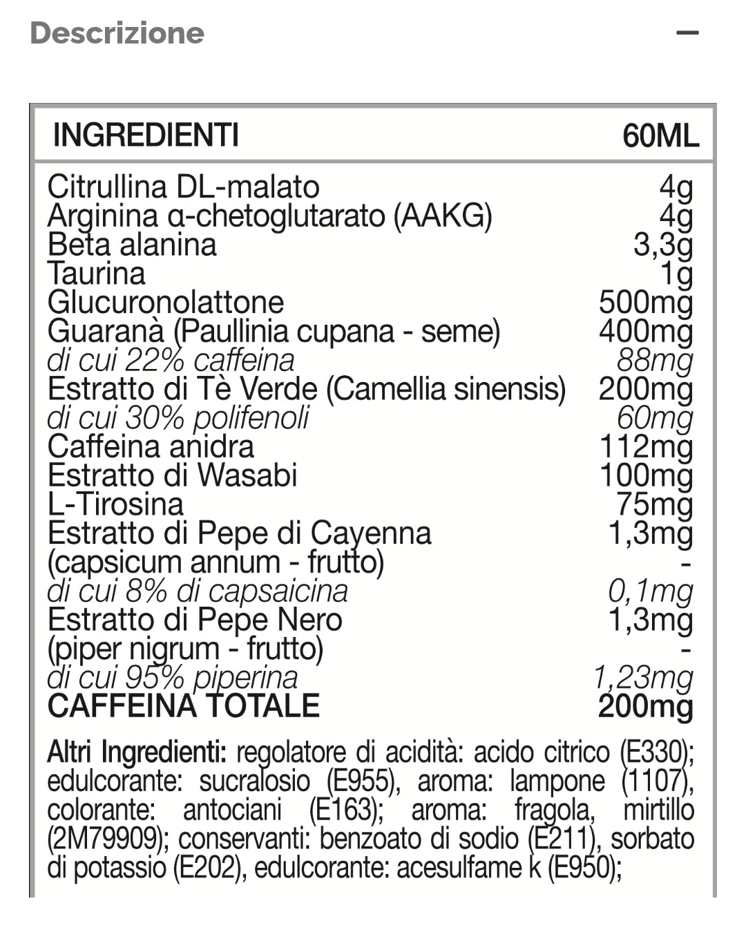 K7 Pre-Workout (60ml) Shot Monodose Pre Alleanamento