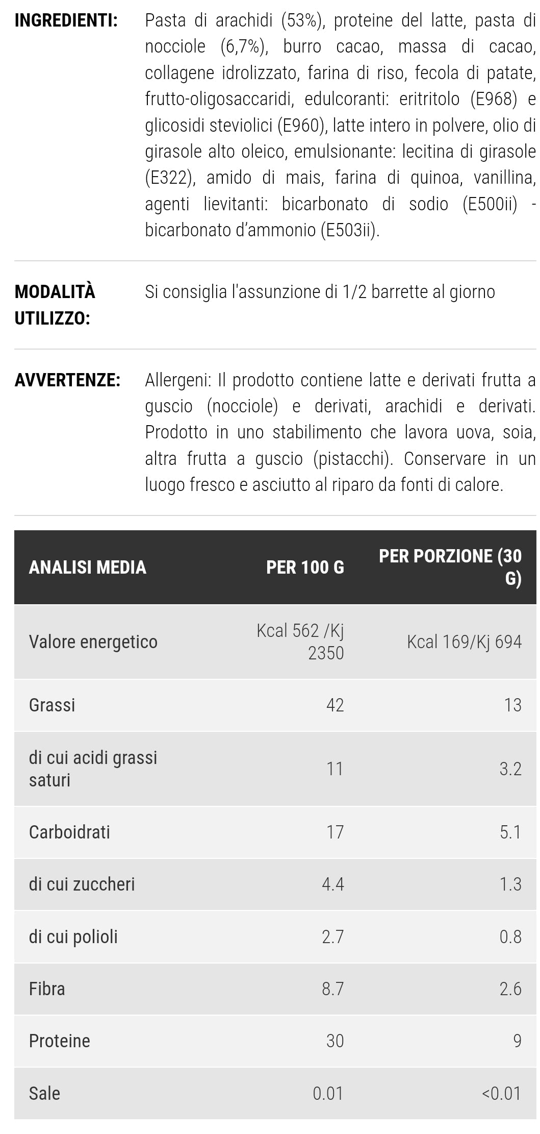 BARR SNAKKO FIT ARACHIDI NOCCIOLA