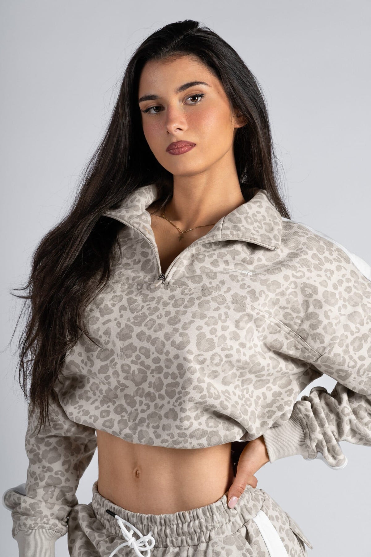 Felpa half-zip leopardata PRIMAL 866