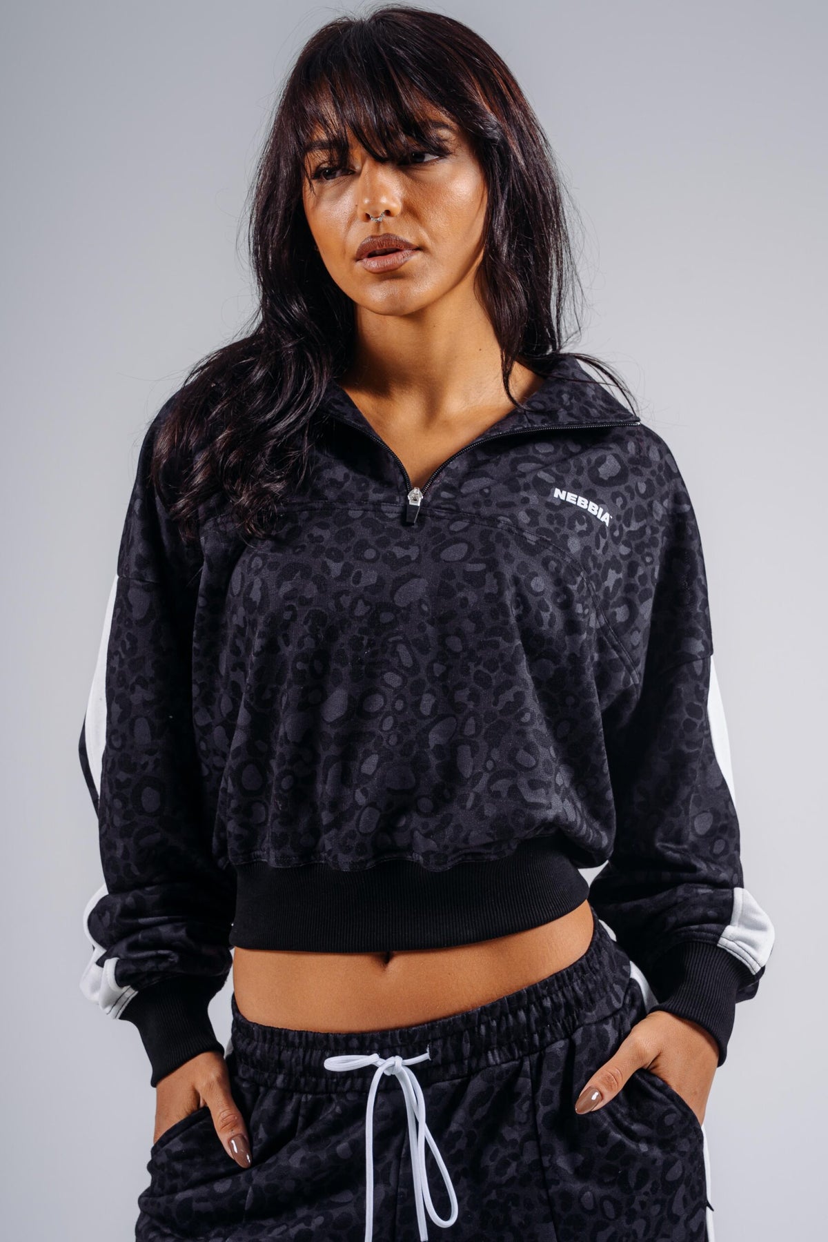 Felpa half-zip leopardata PRIMAL 866