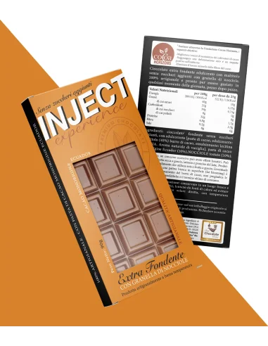 Tavoletta di Cioccolato Extra fondente con Granella di Nocciole senza zuccheri aggiunti (90g) INJECT NUTRITION